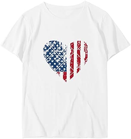 Ризи 4 юли, Женска Тениска С Американския Флаг, Ежедневни Летни Потници, Тениски с къс ръкав Райе със Звездите, Удобни