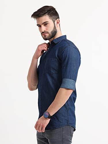 Мъжки Ежедневни Деним риза Miraan с дълъг ръкав