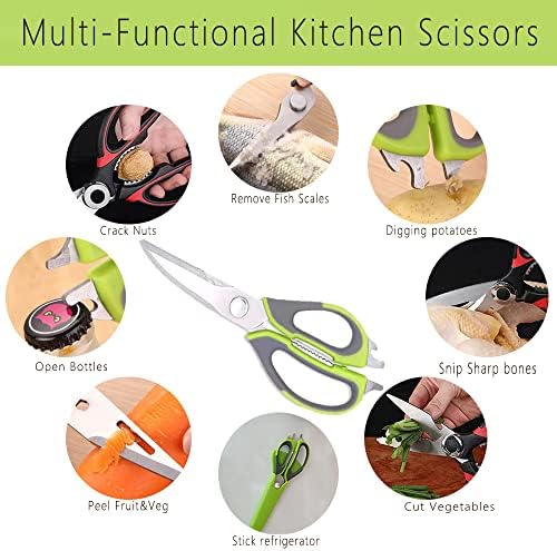 Многофункционални ножици кухня, подходящ за миене в миялна машина, хранителни ножици 6 в 1, лесно почистваща с магнитен