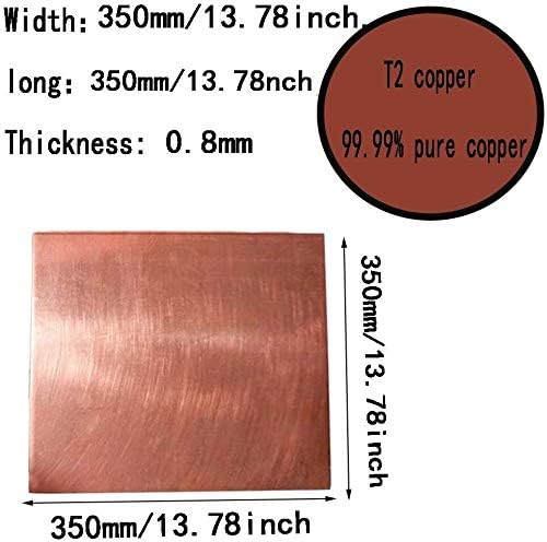 YUESFZ 99,9% Чиста медна ламарина, метален лист Материал Промишлени Материали Чиста Медни листа фолио (Размер: 350x350x0,8