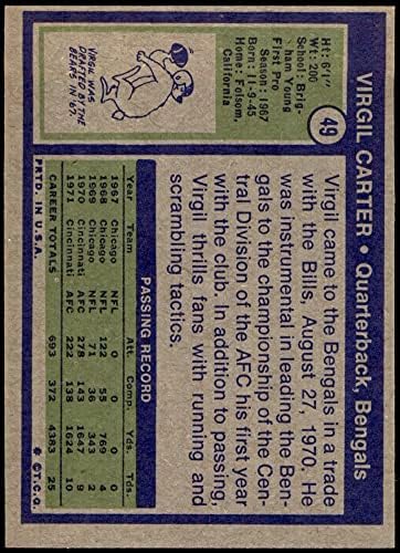 1972 Топпс 49 Вергилий Картер Синсинати Bengals (Футболна карта) ТНА/БИВШ Bengals Бригъм Йънг