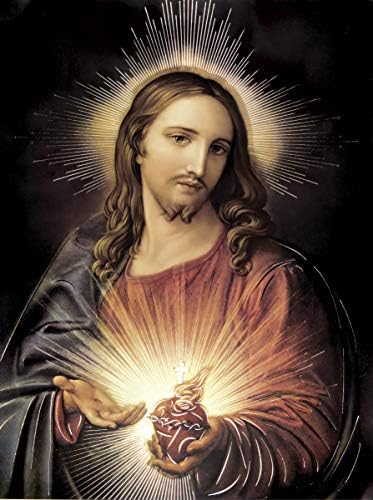 Свещеното Сърце на Исус Христос II (8 X 10) Златна Фолио - Религиозен Стенен Художествен Плакат С Ламиниран Принтом Без