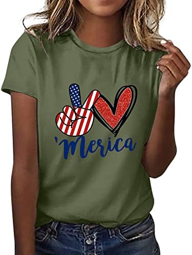 Риза с флага на сащ за Жени, Основни Тениски с Къс ръкав, добре облечени Графична Тениска в Звездната Ивица, Върховете