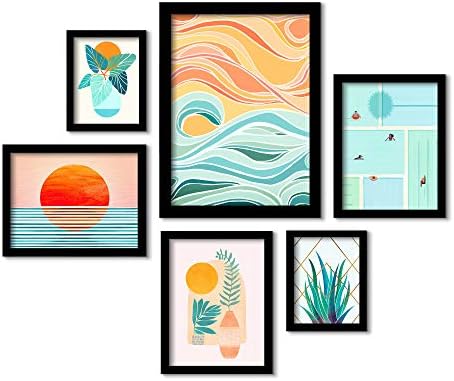 Комплект за стенен изкуство в галерията в американския апартамент в рамка - 6 теми на Небето и морето от Moderm Tropical