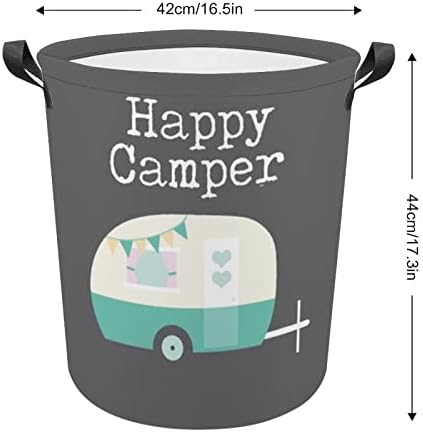 Кошница за дрехи FoDuoDuo Happy Camper, Кошница за Дрехи С Дръжки, Сгъваема Кошница за пазаруване, Чанта За Съхранение
