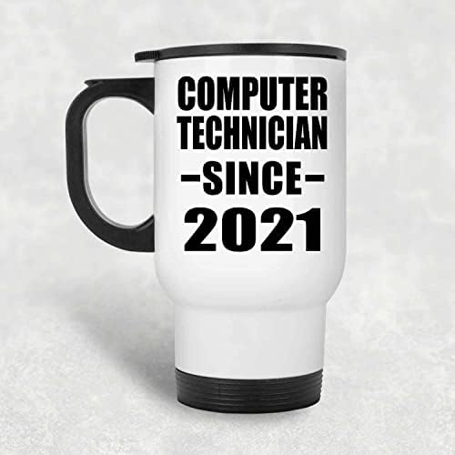 Designsify Компютърен Техник С 2021 г., Бяла Пътна 14 унция Чаша От Неръждаема Стомана, Изолиран Чаша, Подаръци за Рожден