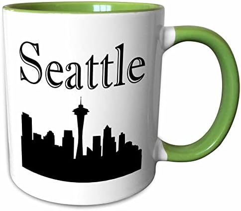 Керамична чаша 3dRose Seattle Skyline, 11 грама, Бяла