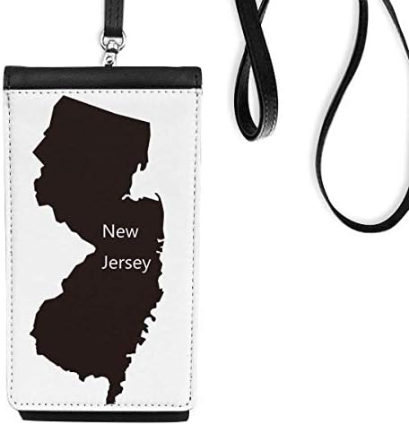 Очертава Карта Ню Джърси, САЩ, Телефон, Портфейл, Висящ Калъф за Мобилен Телефон, Черен Джоба
