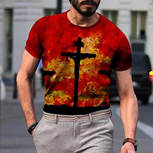 Реколта Ризи за Мъже, Мъжки Тениски с Изображение на Кръст на Вярата на Исус, Тениски с 3D Принтом, Забавни Ризи с Къс