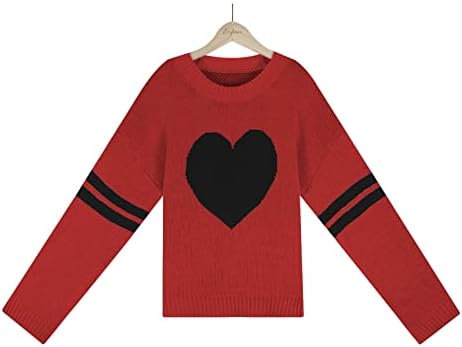 Дамски Пуловери с Хубав Принтом Сърцето си за Любовта, Жилетка 2022, Всекидневни Пуловер с Едра Тел С Дълъг Ръкав, Пуловер,