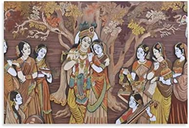 Радха Кришна, Индуски Богове, Стенно изкуство в Хола, Винтажное Религиозно Стенно изкуство - 副国 Платно, Художествен Плакат,