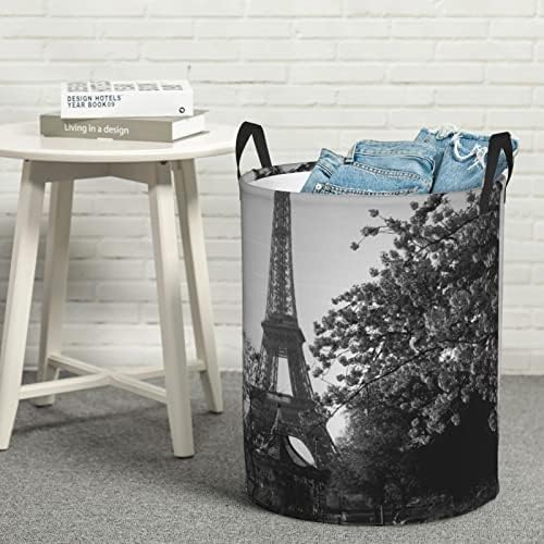 Парижката Кула Отпечатва Голяма Кошница за дрехи С дръжка, Сгъване Водоустойчива Количка За Бельо За Спалня, Малка Баня