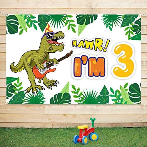 Банер на фона на PAKBOOM Rawr I ' m 3 - 3rd с Динозавром, Украса за Рожден Ден, Вечер, за да проверите за момчета 3,9
