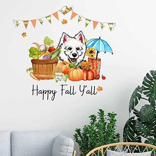 Щастлив Есента, всички вие, Реколта Тикви, Куче, Стикери за Стена, Стикери за Есенния Декор на Фермерска Къща, Есенен