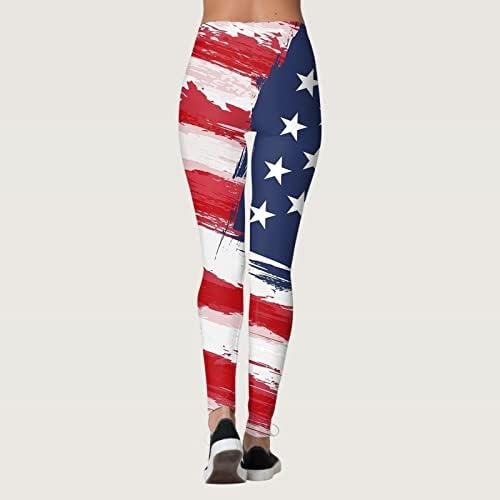 Американското знаме от 4 юли Женски Гамаши Корема Control САЩ Тънък Панталон-Молив с Флаговой Лента и Звезда, Спортни