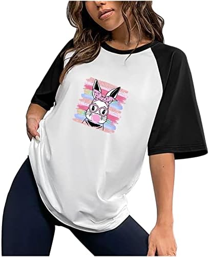 Тениска Happy Easter за жени, Ежедневни Блузи с образа на Привлекателен Заек, Дамски Лятна Тениска За тренировки с Къс