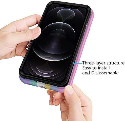 DOOGE е Съвместим с калъф iPhone 12 Pro Max 6.7, Творчески сладък калъф за телефон в розово ивица, [Защита от падане]