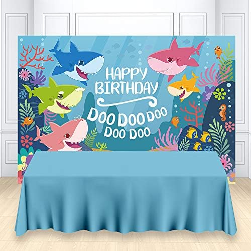AOSTO 5x3ft Фон за Парти по случай рождения Ден Под Водната Акула Семеен Банер Снимки Декори Подарък за рождения Ден