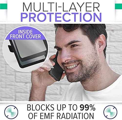 DefenderShield EMF Protection & 5G Против Radiation Калъф за iPhone 13 Pro SlimFlip Case - RFID Блокиране на ЕМП Shield