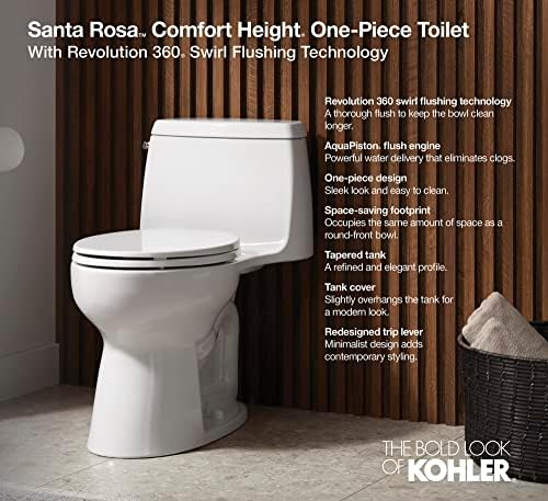 KOHLER 30812-96 Santa Rosa Continuousclean St едно Парче Компактен Удължен Тоалетна чиния с капацитет от 1,28 Гпф с технология