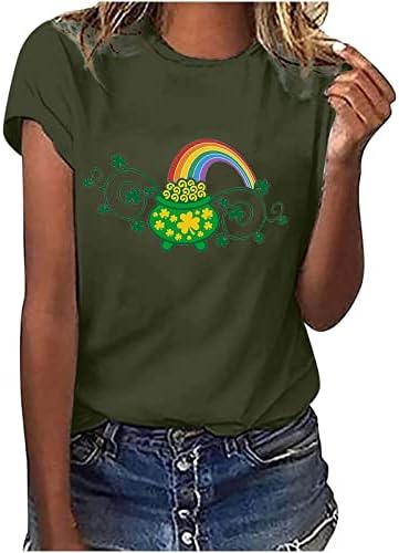 Тениска за момичета, Летни Дрехи Есен 2023, Модни Памучен Тениска с кръгло деколте и участието на Деня на Св. Патрик,