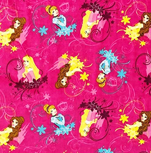1/2 Ярд - Принцеса, наброшенная в ярко-розова фланелевую плат (чудесно за капитониране, шиене, занаяти, ватирани одеала,