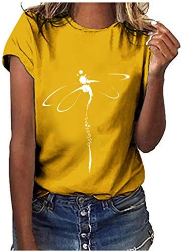 Женска тениска с графичен Дизайн, Риза с Къс Ръкав и кръгло деколте, Туника Свободно, Намаляване Подходящ за Дишащи Летни