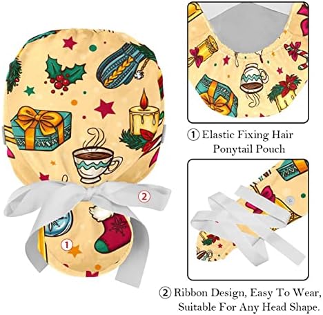 2 Опаковане на Регулирани Работни шапки за еднократна употреба, Пищната Шапка с Копчета, Еластична Лента, Завязывающаяся