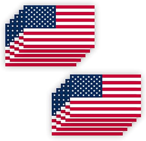 Стикер с флага на сащ IGNIXIA, автомобилни стикери с флага на САЩ 5x3 инча, стикер с флага на сащ (опаковка от 10 броя),