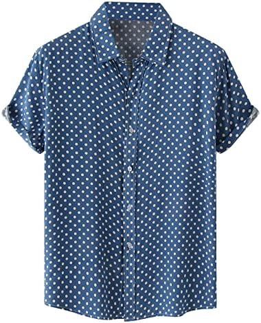 BEUU Мъжки Ризи На Точки, Летни Плажни Блузи С къс ръкав Копчета Свободно, Намаляване, Свободни Леки Ежедневни Ризи